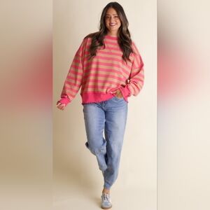 Womens Striped Sweatshirt by Peach Love. Size Large.